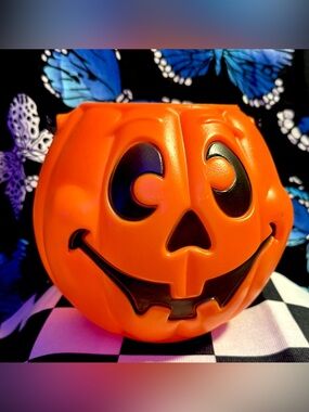 Vintage General Foam Orange Halloween Jack O Lantern Blow Mold